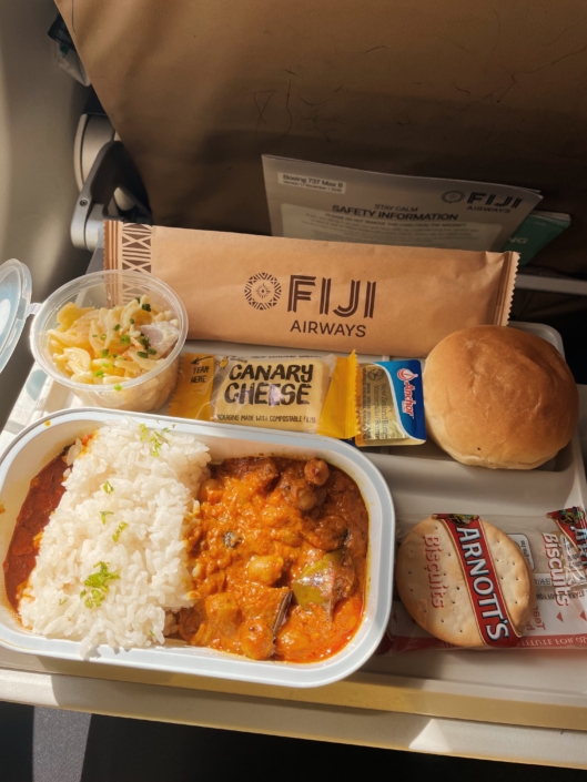fiji airways meal tray. picking your meal ahead of time is one of the best things to do before traveling internationally