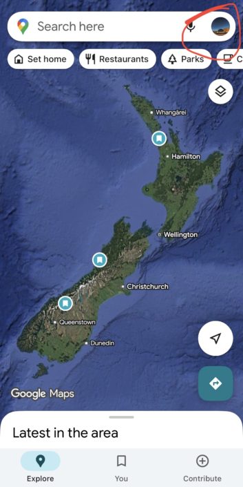 google map screenshot of new zealand