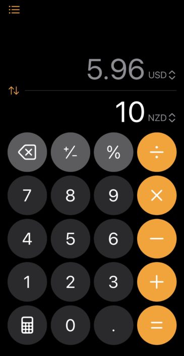 calculator app converting currency
