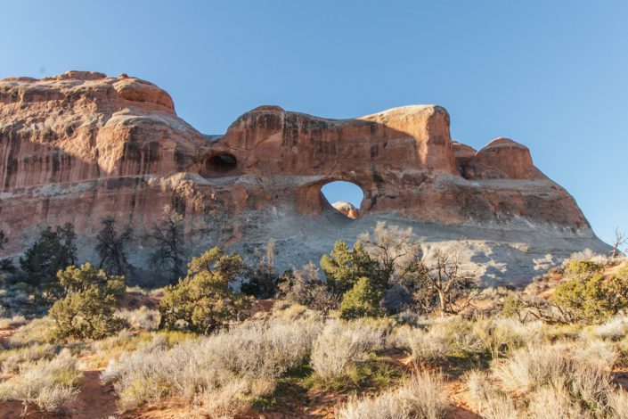 hiking arches in december tunnel arch in arches national park