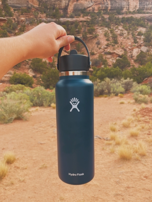 hydro flask insulated water bottle with desert background
