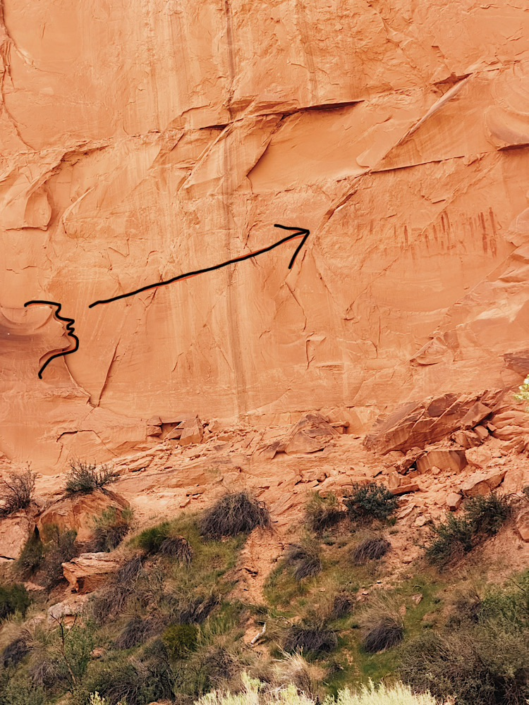 Natural face-shaped rock formation overlooking the High Gallery pictographs in Horseshoe Canyon