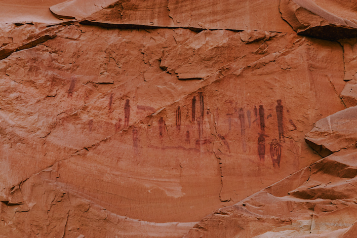 High Gallery pictographs painted on canyon wall in Horseshoe Canyon Canyonlands National Park