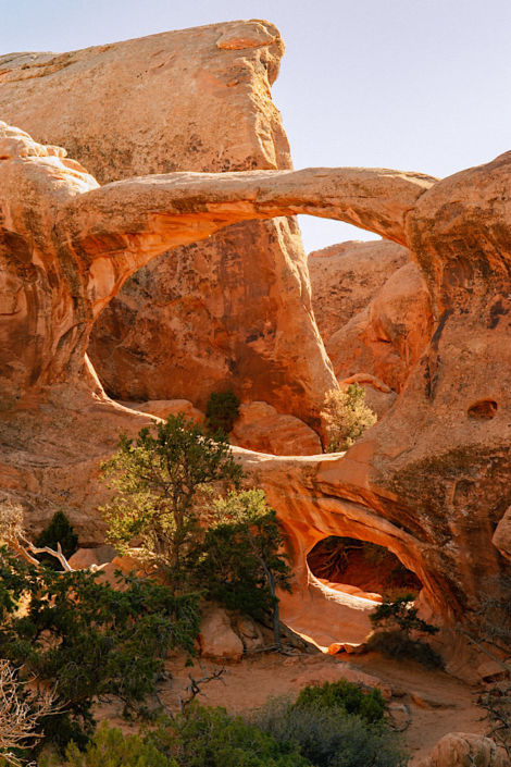 Double O Arch along the Devil's Garden Loop in Arches National Park.