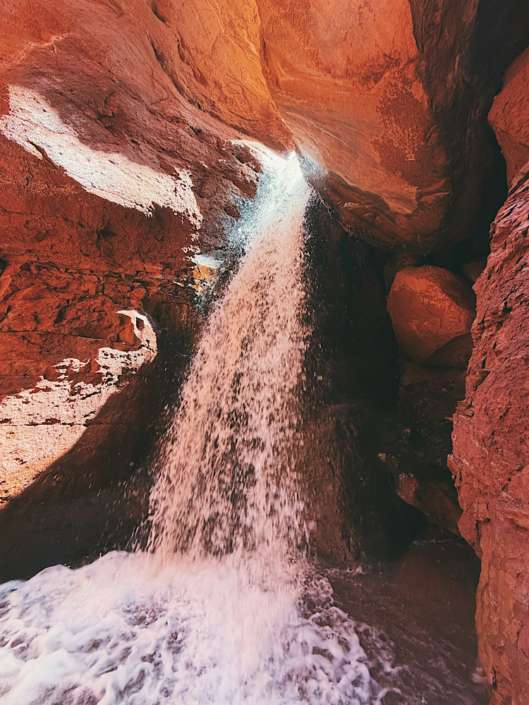 Waterfall at the end of the Mary Jane Slot Canyon hike near Moab.