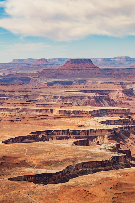 Panoramic view from Green River Overlook in Canyonlands National Park near Moab.