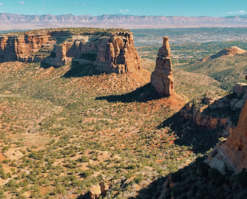 View of Independence Monument from Rim Rock Drive in Colorado National Monument near Grand Junction, Colorado