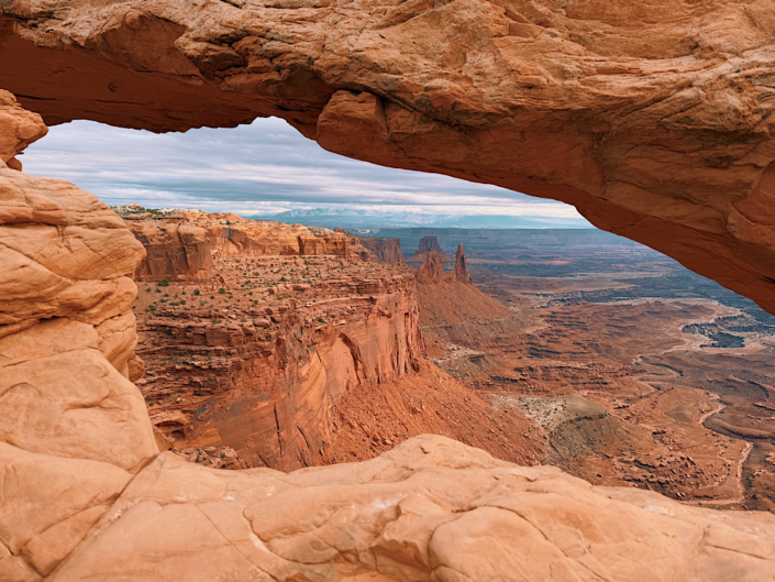Mesa Arch overlooking the White Rim in Canyonlands National Park