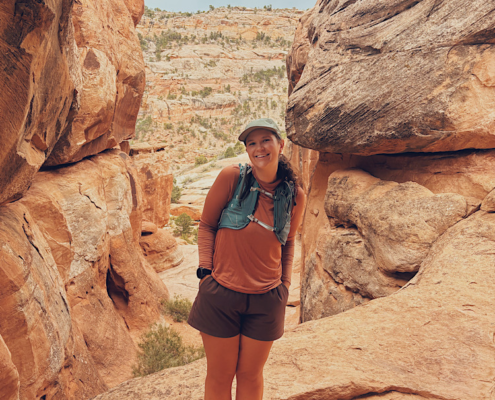 Wearing Vuori Villa Shorts while hiking in Colorado National Monument
