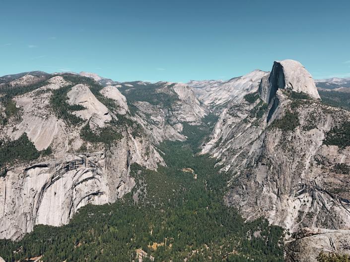 Half Dome and Royal Arches viewed from Glacier Point in Yosemite National Park