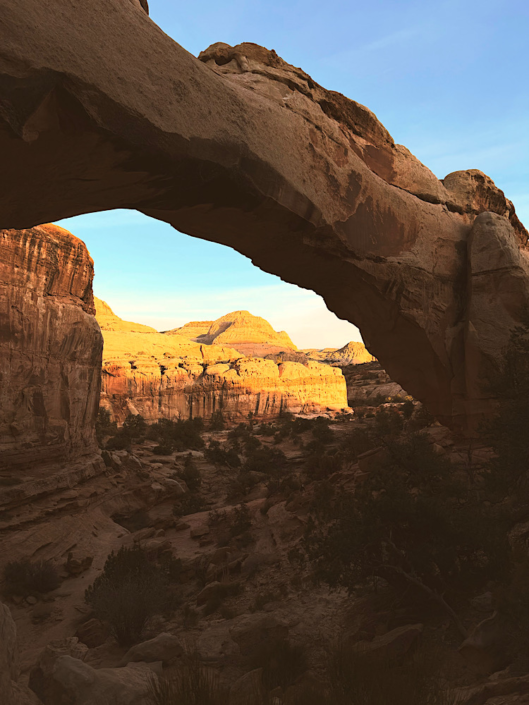 Hickman Bridge in Capitol Reef National Park at sunset