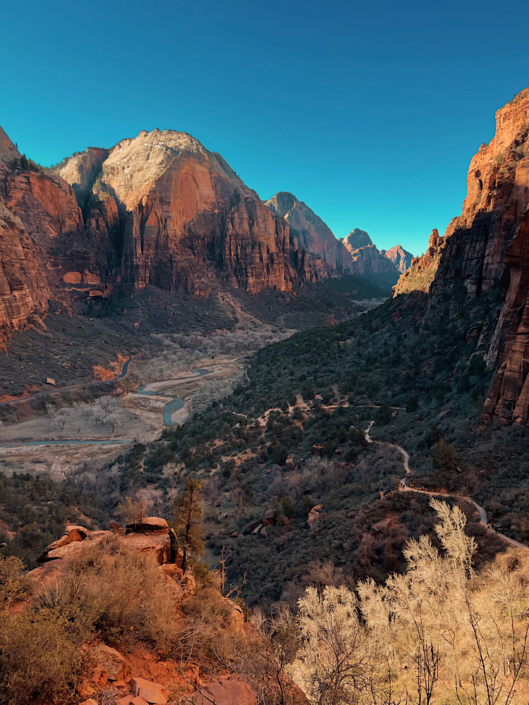 View of Zion Canyon from the Angels Landing trail in Zion National Park