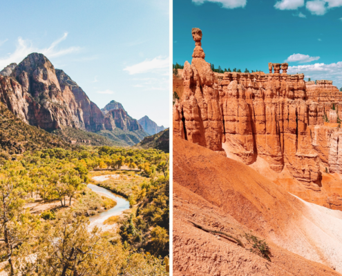 zion canyon and bryce canyon