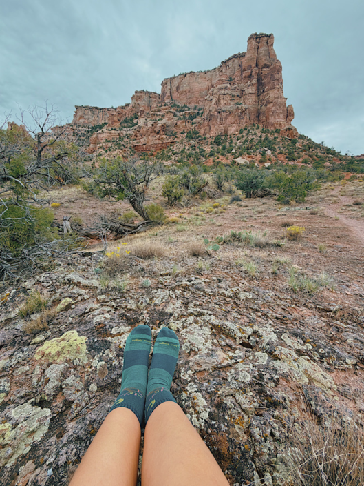 Darn Tough merino wool hiking socks worn on a hike in the Colorado desert