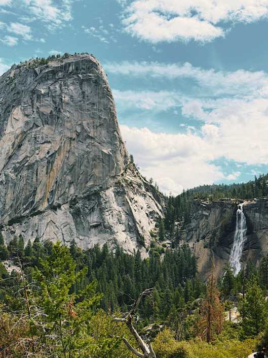 Nevada Fall and Liberty Cap viewed from Clark Point in Yosemite National Park.